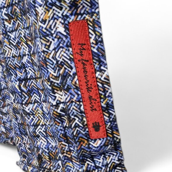 Luchiano Visconti Mens Black Wavy Geo Pattern Long Sleeve Button Down Shirt L - Picture 9 of 13